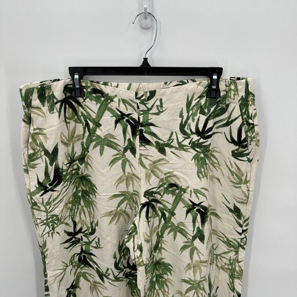 J. JILL Barley Linen Blend Palm Print Wide Leg Culotte Pants // L - Picture 2 of 11